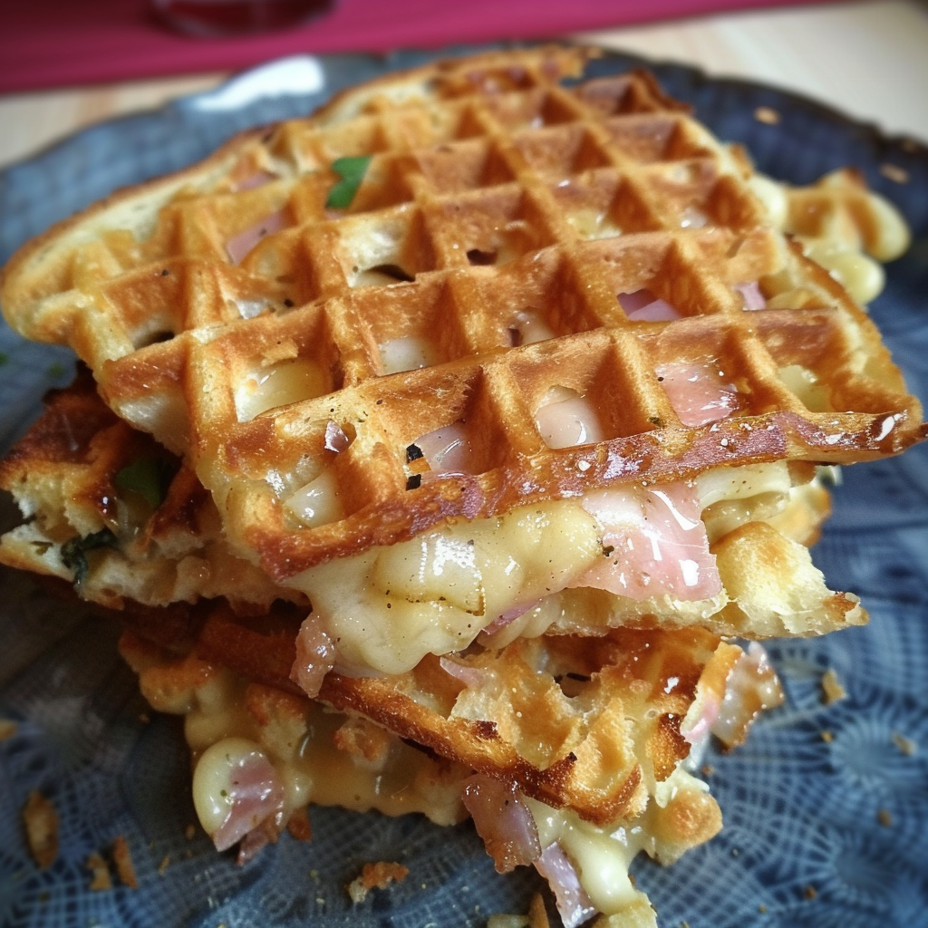 Gaufres Salées Croustillantes au Jambon et Fromage