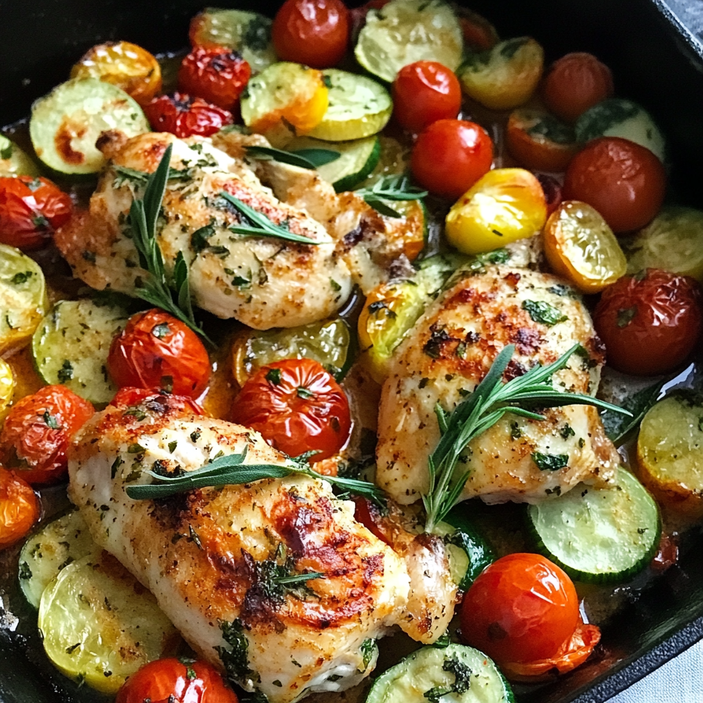 Émincé de Poulet aux Courgettes et Tomates Cerises