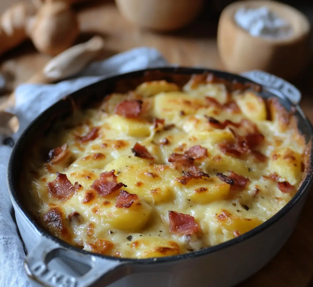 Gratin de Crozets aux Poireaux, Comté et Chorizo