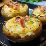 Pommes de Terre Farcies au Four aux Oeufs et Bacon