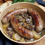 Saucisses de Toulouse à la Moutarde et aux Champignons