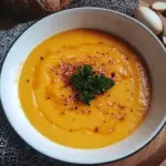 Soupe de Carottes, Patate Douce et Gingembre au Lait de Coco