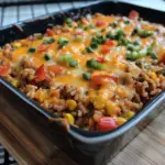 Gratin mexicain de riz à la viande hachée